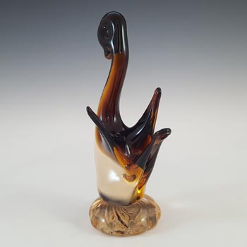 Campanella Murano Vintage Brown Venetian Glass Swan Figurine