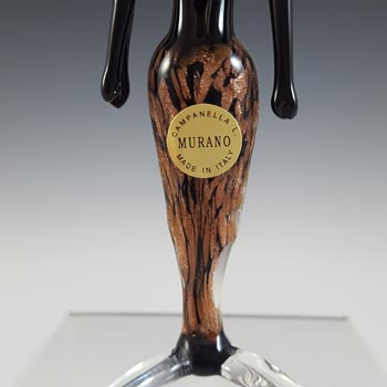 Campanella Murano Black & Copper Aventurine Glass 'Gemini' Figurine