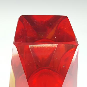 Campanella Murano Faceted Red & Amber Sommerso Glass Vase