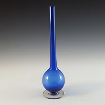 Carlo Moretti Murano \'Glossy\' Blue Glass 10\" Stem Vase