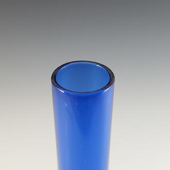 Carlo Moretti Murano 'Glossy' Blue Glass 10" Stem Vase
