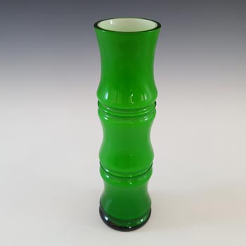 Chinese Vintage 1970's Green Retro Cased Glass 'Bamboo' Vase