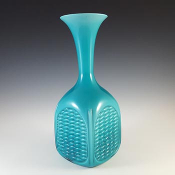 Empoli 1970\'s Large Italian Turquoise Retro Cased Glass Vase