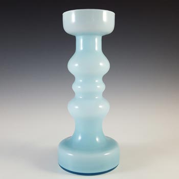 Empoli 1970\'s Italian Blue Retro Cased Glass Hooped Vase