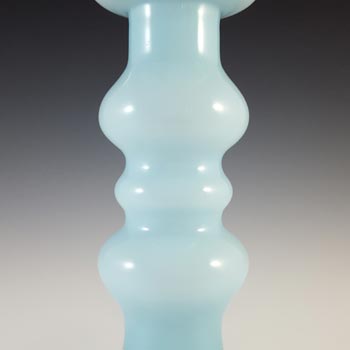 Empoli 1970's Italian Blue Retro Cased Glass Hooped Vase