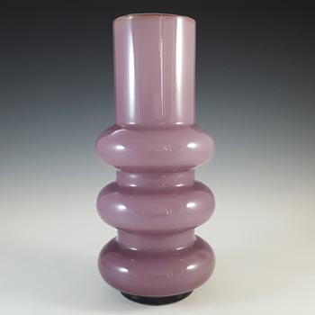 Ryd Glasbruk Swedish / Scandinavian Purple Glass Hooped 10\" Vase
