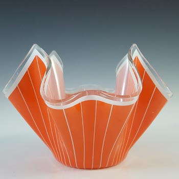 Chance Brothers Orange Glass 'Cordon' Retro Handkerchief Vase