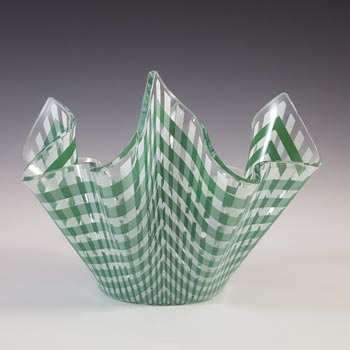 Chance Brothers Green & White Glass \'Gingham\' Handkerchief Vase