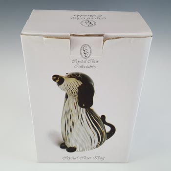 Crystal Clear Collectables Black & White Glass Dog Sculpture
