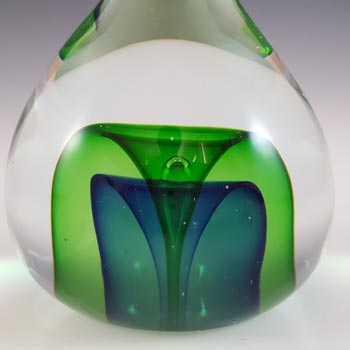 Chinese Murano Style Green & Blue Sommerso Glass Teardrop Paperweight