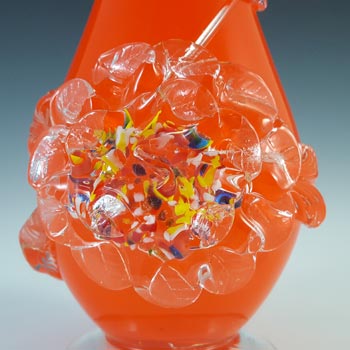 LABELLED Chinese Vintage Orange Cased Glass 'Plum Blossom' Vase