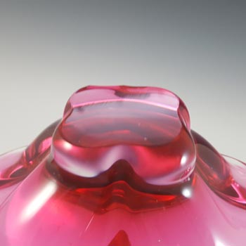 LABELLED Chřibská #296/2/13 Czech Pink & Clear Glass Bowl