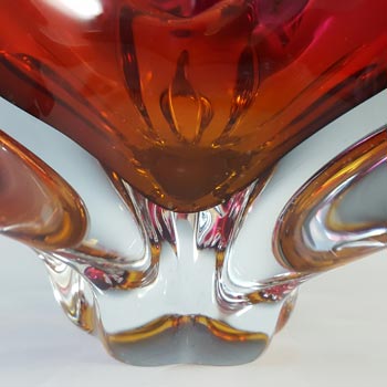 Chřibská #127/5/14 Czech Red & Orange Glass Ashtray Bowl