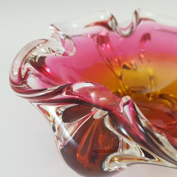 Chřibská #238/5/15 Czech Pink & Orange Glass Bowl by Josef Hospodka