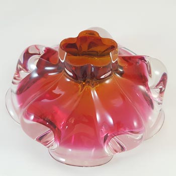 Chřibská #238/5/15 Czech Pink & Orange Glass Bowl by Josef Hospodka