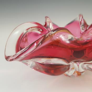 Chřibská #240/5/18 Czech Pink & Orange Glass Bowl by Josef Hospodka