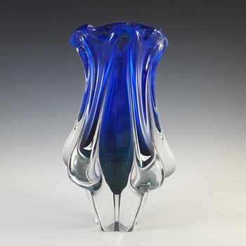 Chřibská #119/3/23 Czech Blue & Turquoise Glass Vase