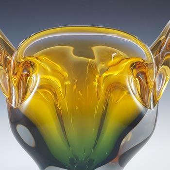 Chřibská #296/4/19 Czech Orange & Green Glass Vase