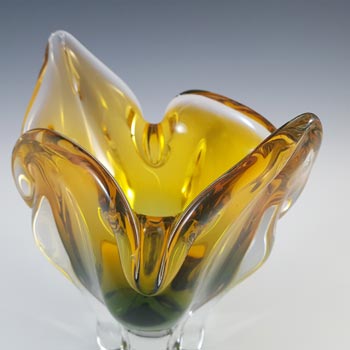 Chřibská #296/4/19 Czech Orange & Green Glass Vase