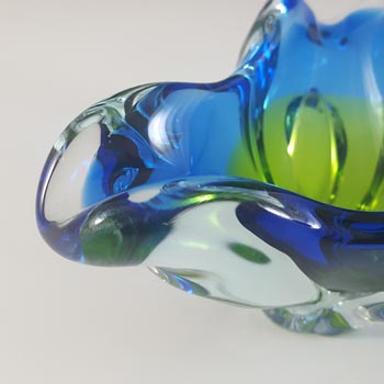Chřibská #127/5/15 Czech Blue & Green Glass Ashtray Bowl