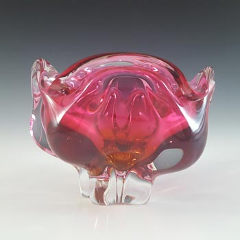 Chřibská #155/5/16 Czech Pink & Orange Glass Ashtray Bowl
