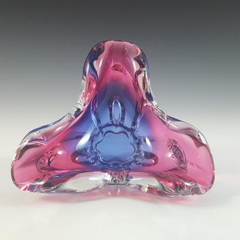 Chřibská #127/5/15 Czech Pink & Blue Glass Ashtray Bowl