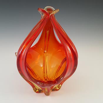 Cristallo Venezia CCC Murano Red & Amber Sommerso Glass Bowl