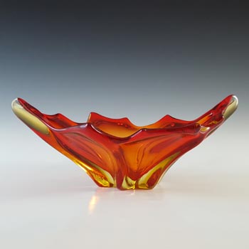 Cristallo Venezia Murano Red & Amber Sommerso Glass Vintage Bowl