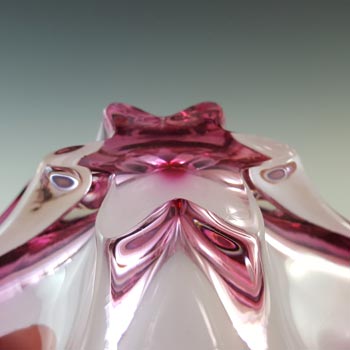 Cristallo Venezia Murano Pink & Clear Sommerso Glass Vintage Bowl