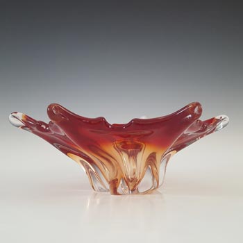 Cristallo Venezia 1950s Murano Red & Clear Sommerso Glass Bowl