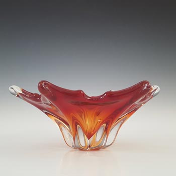 Cristallo Venezia MCM Murano Red & Clear Sommerso Glass Bowl