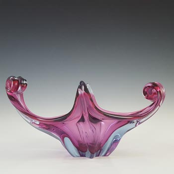 Murano / Venetian Pink & Blue Sommerso Glass Sculpture Bowl