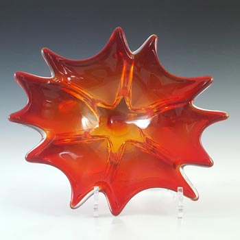 Cristallo Venezia Murano Red & Uranium Green Sommerso Glass Bowl
