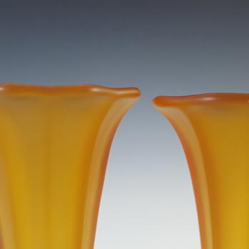 Ankerglas Bernsdorf Pair of Art Deco Amber Glass 'Trumpet' Vases