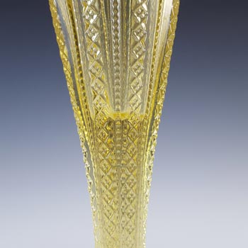 Tiara Glass Vintage Yellow 'Ribbon' Vase by Indiana Glass