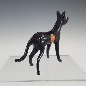 Japanese Black Lampworked Glass Dog - Foreign Label