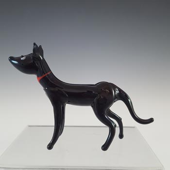 Japanese Black Lampworked Glass Dog - Foreign Label