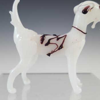 Japanese White & Purple Lampworked Vintage Glass Dog