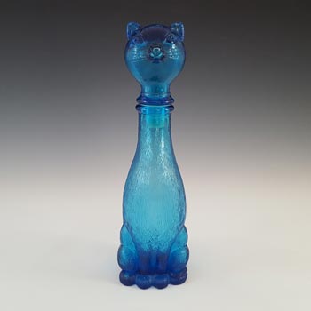 Empoli Italian Blue Glass Retro Cat Decanter / Bottle