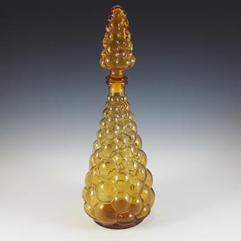 Empoli Italian Amber Glass Vintage Decorative 'Genie' Bottle