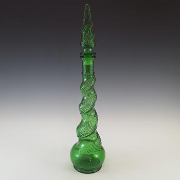 LARGE Empoli Italian Green Glass Snake Skin 'Genie' Bottle