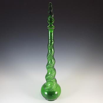 HUGE Empoli Italian Green Glass Snake Skin \'Genie\' Bottle