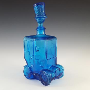 Empoli Italian Blue Glass Comical Car Decorative Bottle