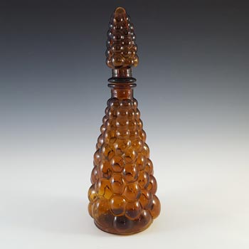Empoli Italian Brown Glass Vintage Decorative \'Genie\' Bottle