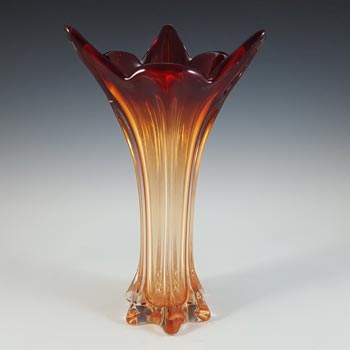 Murano / Venetian Red & Amber Sommerso Glass Vintage Vase