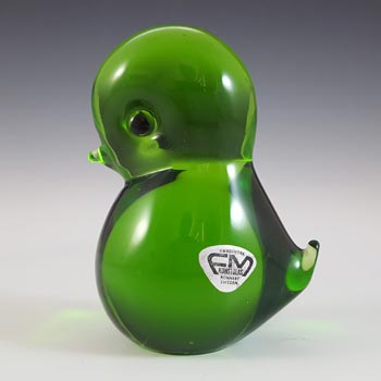 FM Konstglas/Ronneby Swedish Green Glass Bird - Labelled
