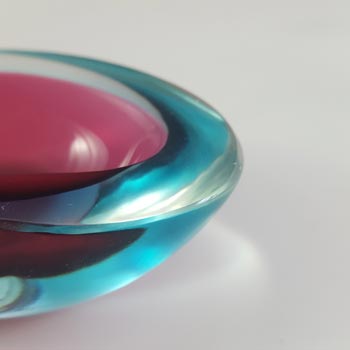 Murano Pink & Blue Sommerso Glass Vintage Geode Bowl