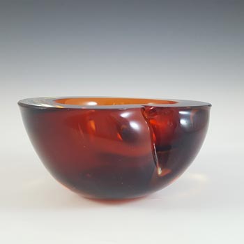 Murano Brown & Amber Sommerso Glass Retro Geode Bowl