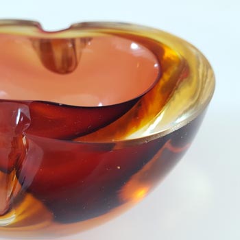 Murano Brown & Amber Sommerso Glass Mid Century Geode Bowl
