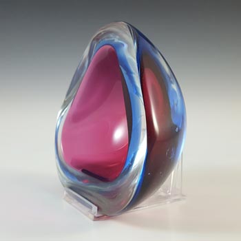 Murano Pink & Blue Sommerso Glass Retro Geode Bowl